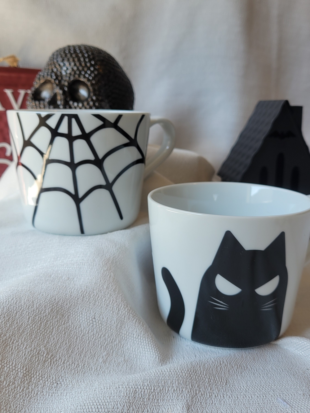 IKEA Halloween Cat Ceramic Mugs - Set of 2